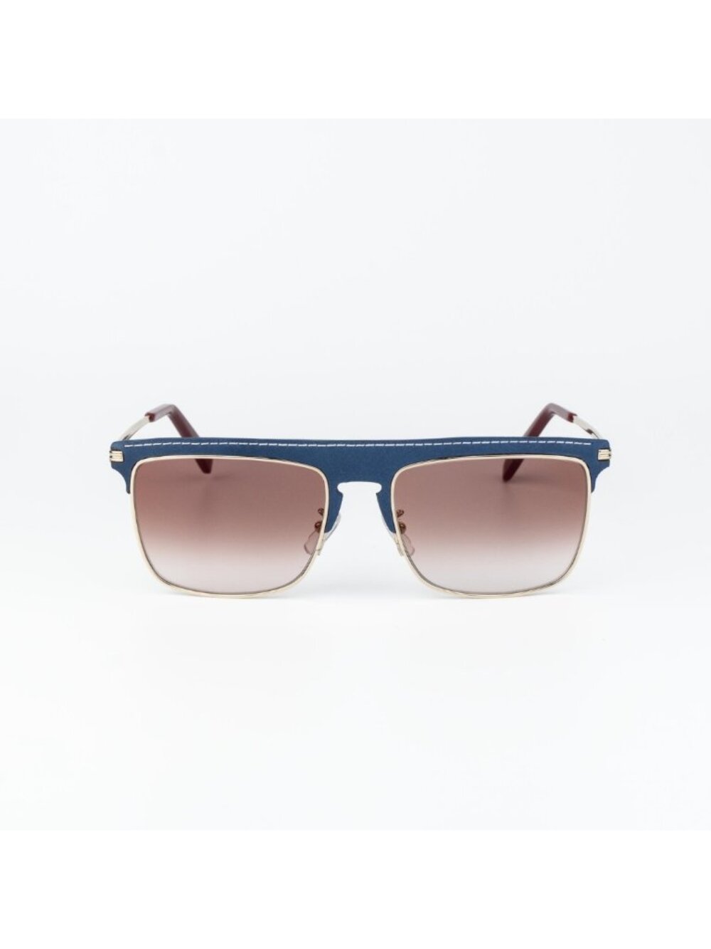 Loewe Men Sunglasses Gold Blue Leather Brown Gradient Square LW40006U 33G NEW